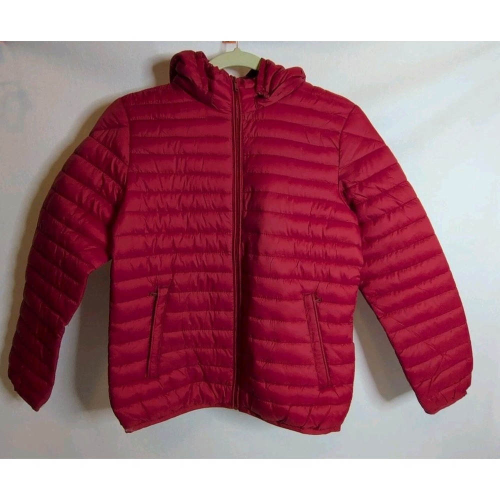 Kid's Unisex Winter  Puffer Jacket  In Dark Red Size 12 With Pouch Carrier‎ New